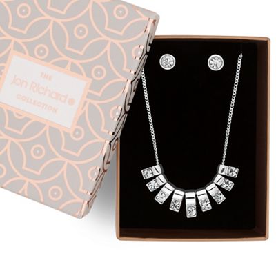 Crystal stick necklace and earring set